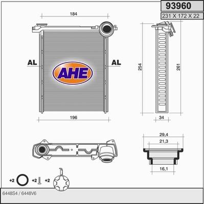 AHE 93960 - Теплообменник, отопление салона autodnr.net