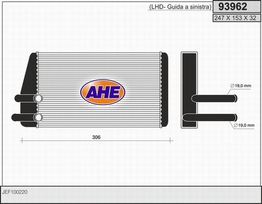 AHE 93962 - Теплообмінник, опалення салону autocars.com.ua