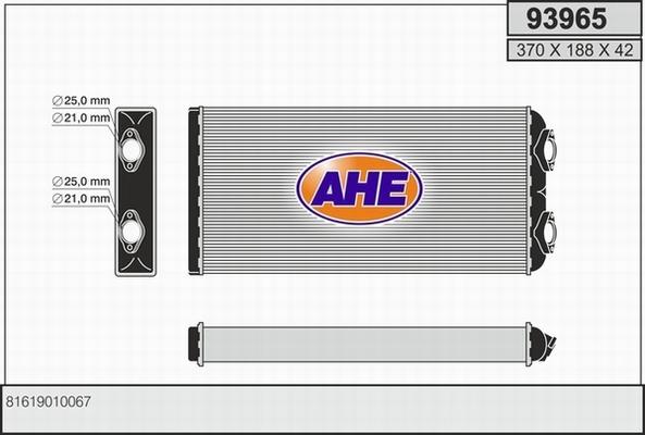 AHE 93965 - Теплообмінник, опалення салону autocars.com.ua