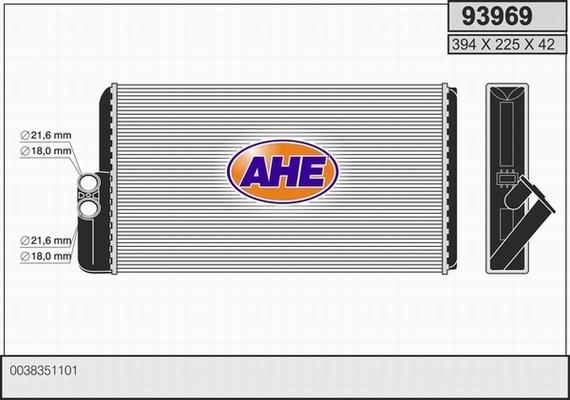 AHE 93969 - Теплообмінник, опалення салону autocars.com.ua