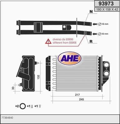 AHE 93973 - Теплообмінник, опалення салону autocars.com.ua