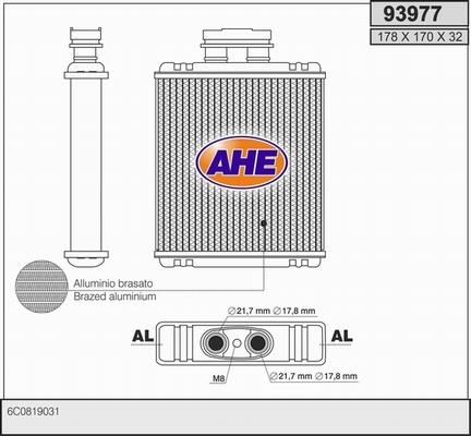 AHE 93977 - Теплообмінник, опалення салону autocars.com.ua