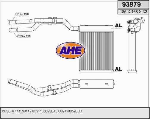 AHE 93979 - Теплообмінник, опалення салону autocars.com.ua