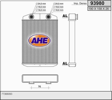 AHE 93980 - Теплообмінник, опалення салону autocars.com.ua