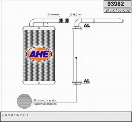 AHE 93982 - Теплообмінник, опалення салону autocars.com.ua
