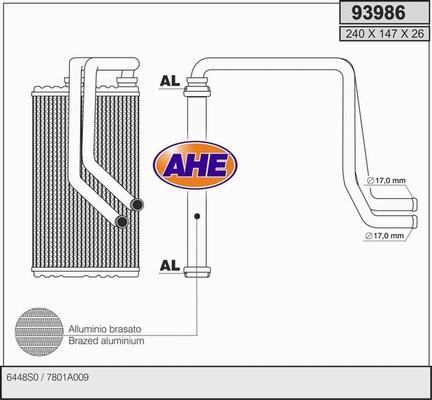AHE 93986 - Теплообмінник, опалення салону autocars.com.ua