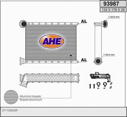 AHE 93987 - Теплообмінник, опалення салону autocars.com.ua