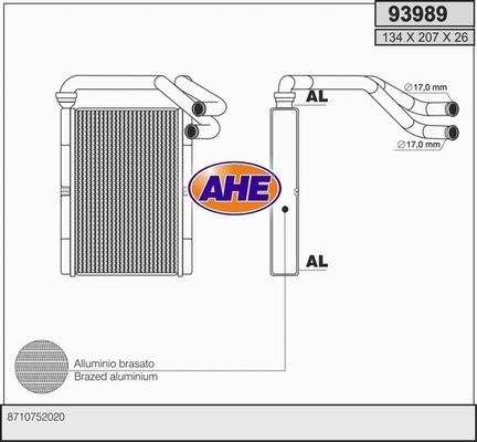 AHE 93989 - Теплообмінник, опалення салону autocars.com.ua
