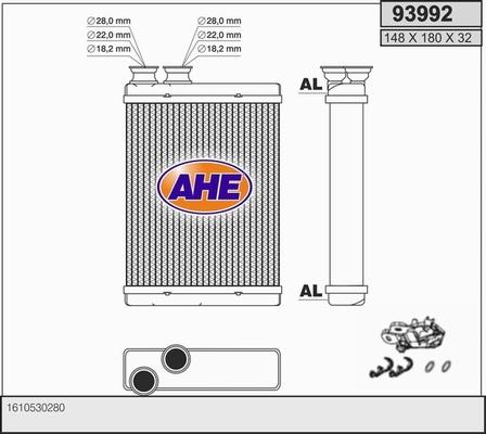 AHE 93992 - Теплообмінник, опалення салону autocars.com.ua