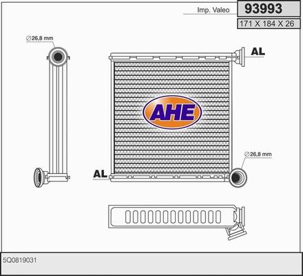 AHE 93993 - Теплообмінник, опалення салону autocars.com.ua