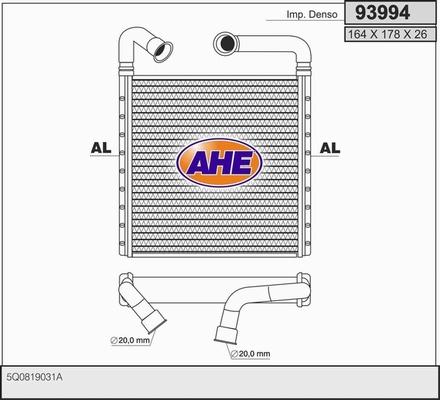 AHE 93994 - Теплообмінник, опалення салону autocars.com.ua