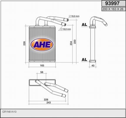 AHE 93997 - Теплообмінник, опалення салону autocars.com.ua