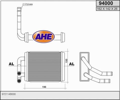 AHE 94000 - Теплообмінник, опалення салону autocars.com.ua