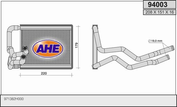 AHE 94003 - Теплообменник, отопление салона autodnr.net