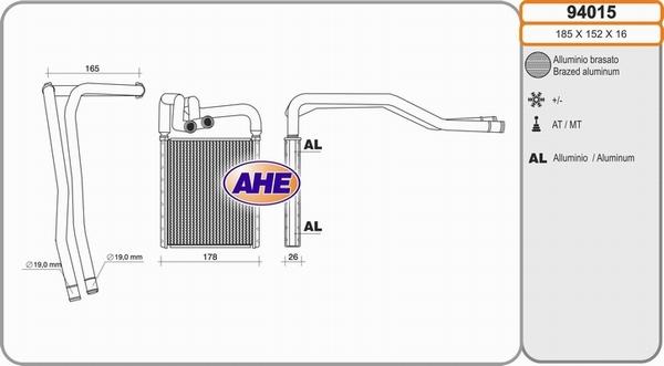 AHE 94015 - Теплообмінник, опалення салону autocars.com.ua