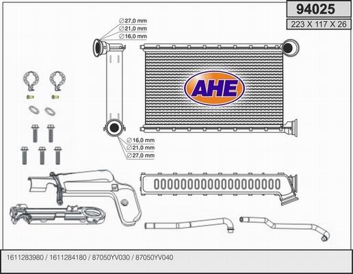 AHE 94025 - Теплообмінник, опалення салону autocars.com.ua