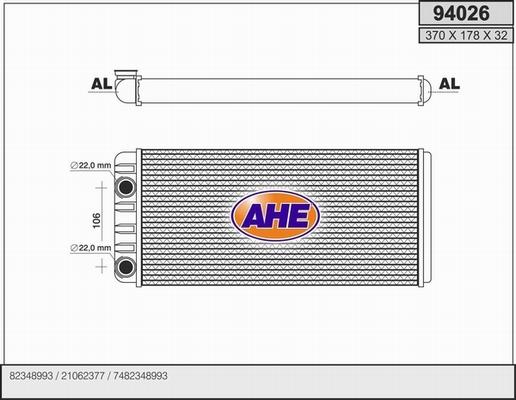 AHE 94026 - Теплообмінник, опалення салону autocars.com.ua