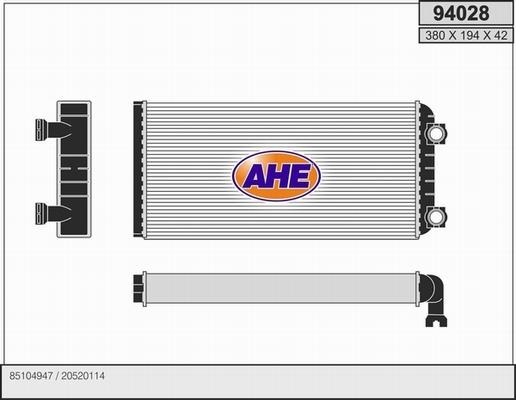 AHE 94028 - Теплообменник, отопление салона autodnr.net