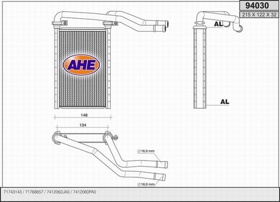 AHE 94030 - Теплообмінник, опалення салону autocars.com.ua