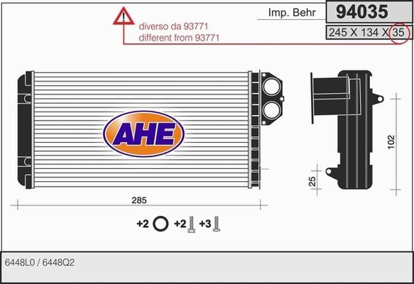 AHE 94035 - Теплообменник, отопление салона autodnr.net