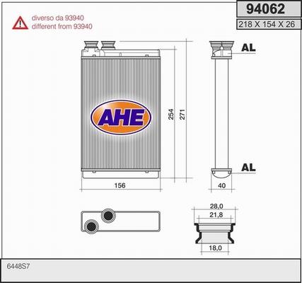 AHE 94062 - Теплообмінник, опалення салону autocars.com.ua