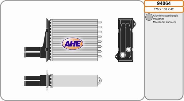 AHE 94064 - Теплообмінник, опалення салону autocars.com.ua