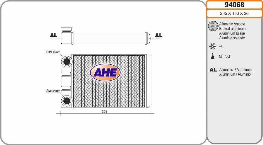 AHE 94068 - Теплообменник, отопление салона autodnr.net