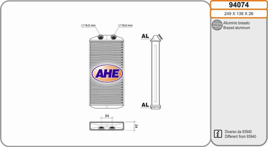 AHE 94074 - Теплообменник, отопление салона autodnr.net