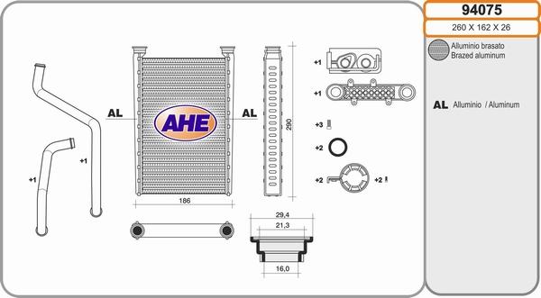 AHE 94075 - Теплообменник, отопление салона autodnr.net