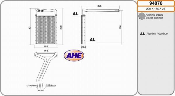 AHE 94076 - Теплообмінник, опалення салону autocars.com.ua