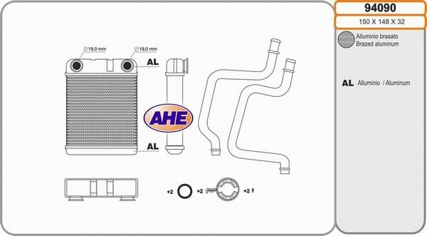 AHE 94090 - Теплообмінник, опалення салону autocars.com.ua