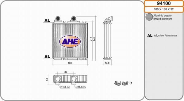 AHE 94100 - Теплообменник, отопление салона autodnr.net
