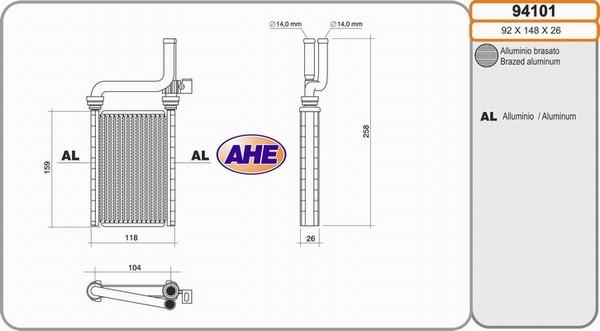 AHE 94101 - Теплообменник, отопление салона autodnr.net