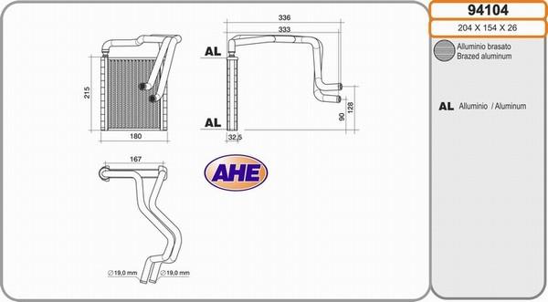 AHE 94104 - Теплообмінник, опалення салону autocars.com.ua