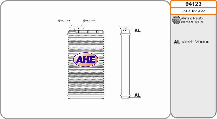 AHE 94123 - Теплообмінник, опалення салону autocars.com.ua