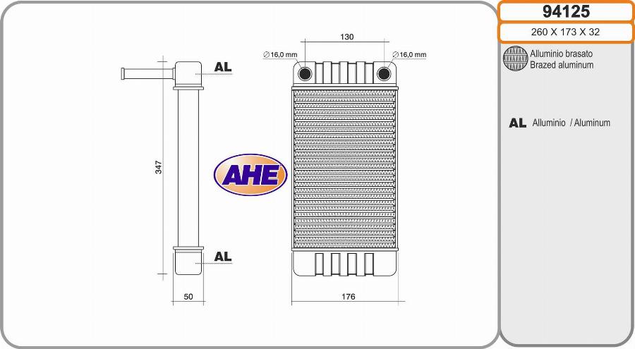 AHE 94125 - Теплообмінник, опалення салону autocars.com.ua