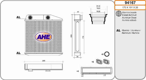 AHE 94167 - Теплообмінник, опалення салону autocars.com.ua