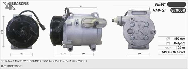 AHE 970008 - Компресор, кондиціонер autocars.com.ua