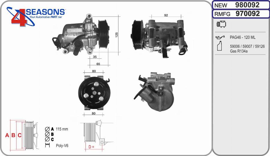 AHE 970092 - Компресор, кондиціонер autocars.com.ua
