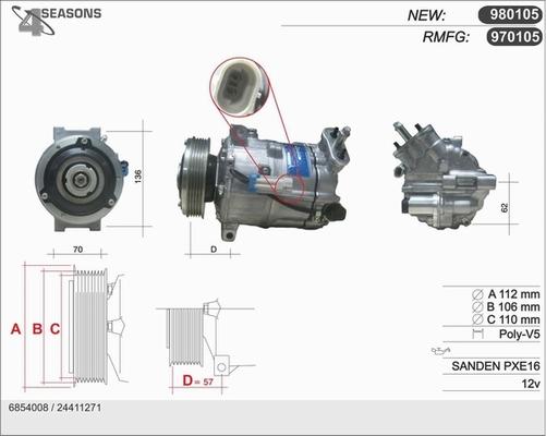 AHE 970105 - Компресор, кондиціонер autocars.com.ua