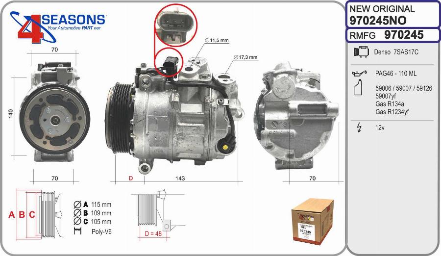 AHE 970245 - Компресор, кондиціонер autocars.com.ua