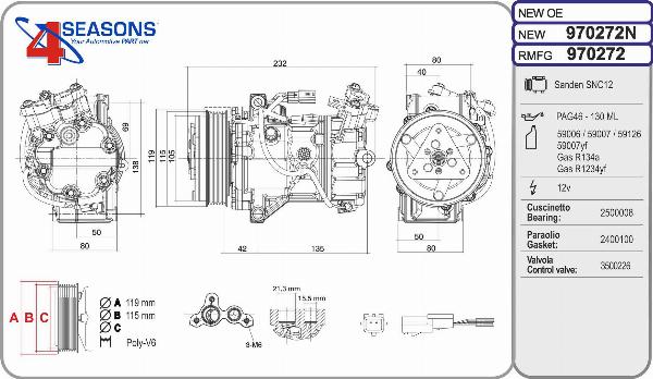 AHE 970272N - Компресор, кондиціонер autocars.com.ua