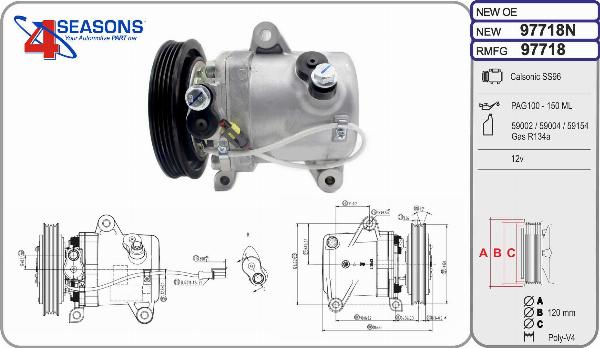 AHE 97718N - Компресор, кондиціонер autocars.com.ua