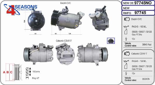 AHE 97745NO - Компресор, кондиціонер autocars.com.ua
