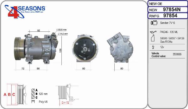 AHE 97854N - Компресор, кондиціонер autocars.com.ua