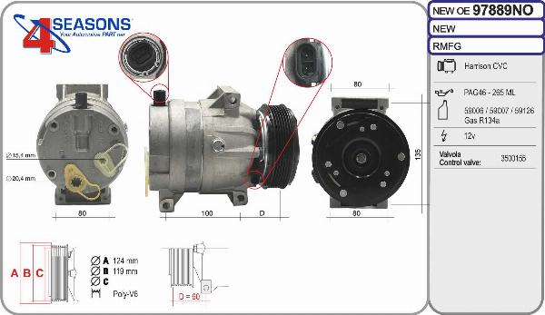 AHE 97889NO - Компресор, кондиціонер autocars.com.ua