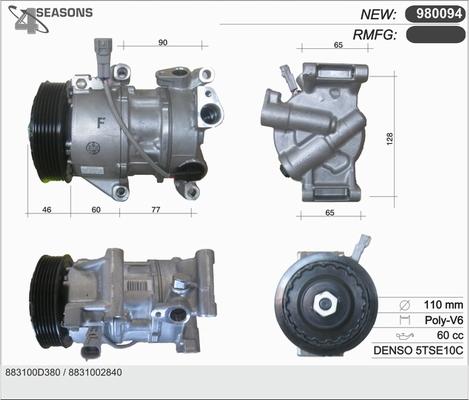 AHE 980094 - Компресор, кондиціонер autocars.com.ua