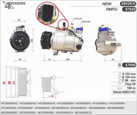 AHE 98928/A - Компресор, кондиціонер autocars.com.ua