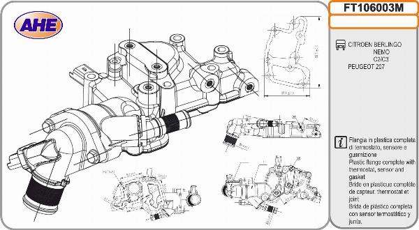 AHE FT106003M - Фланець охолоджуючої рідини autocars.com.ua