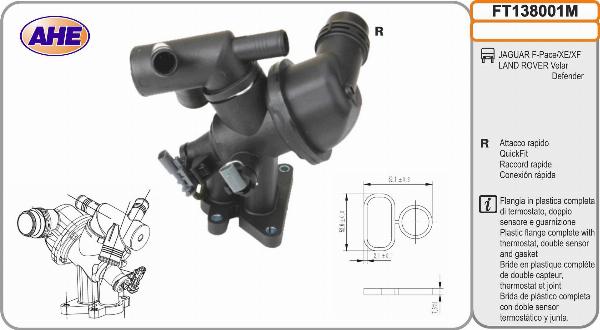 AHE FT138001M - Фланець охолоджуючої рідини autocars.com.ua